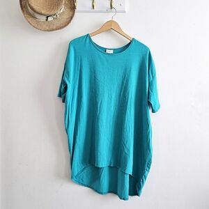 LuLaRoe Teal High Low Tunic Long Top XL Simply Comfortable Stretch Tee